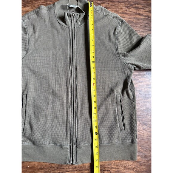 Calvin Klein Men's Full Zip Sweatshirt Jacket Olive Green XL Cotton Pockets - Picture 3 of 8